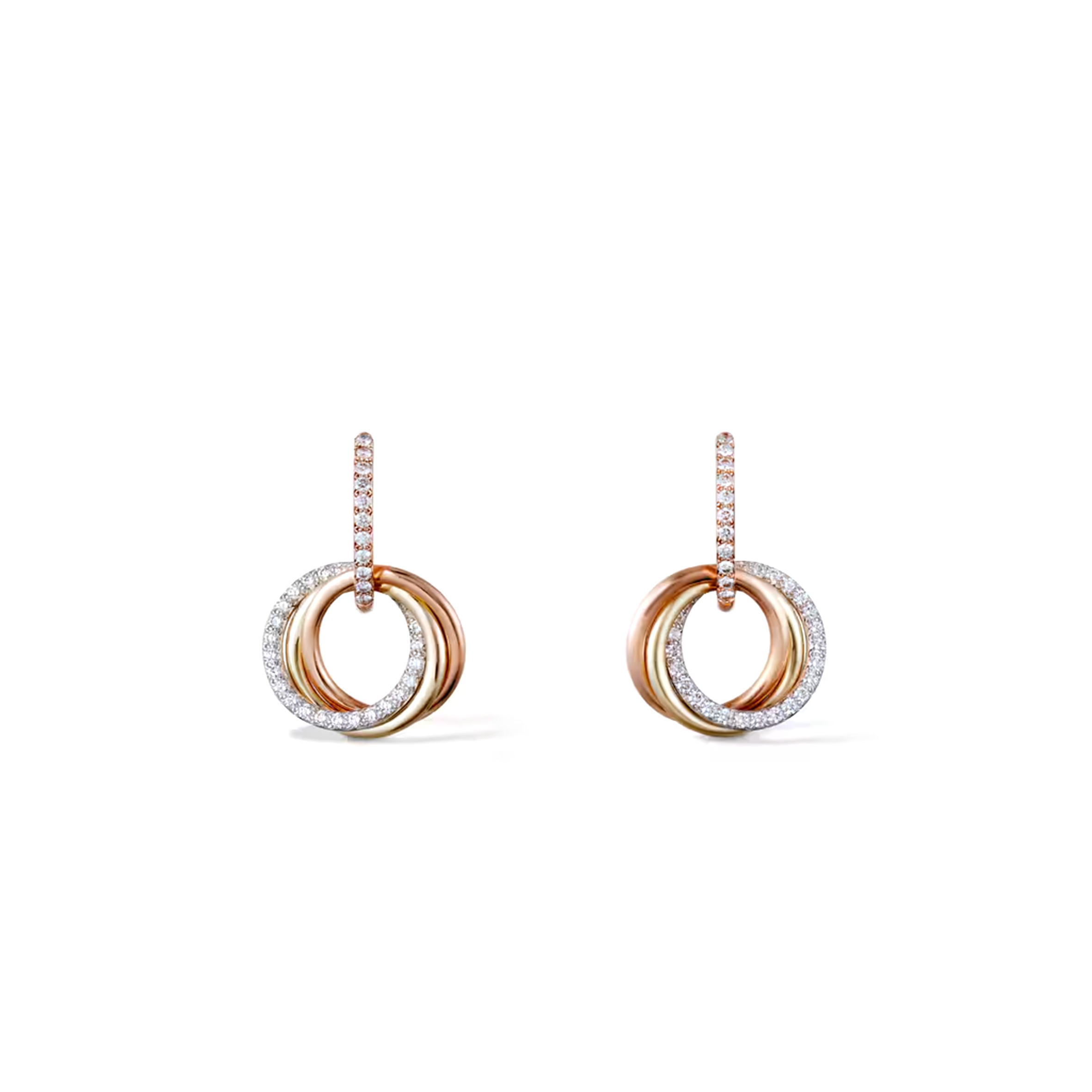 CARTIER TRINITY EARRINGS, SEMI-PAVED B8301259